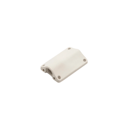 White lav concealer clip with mounting holes, rectangular curved shape