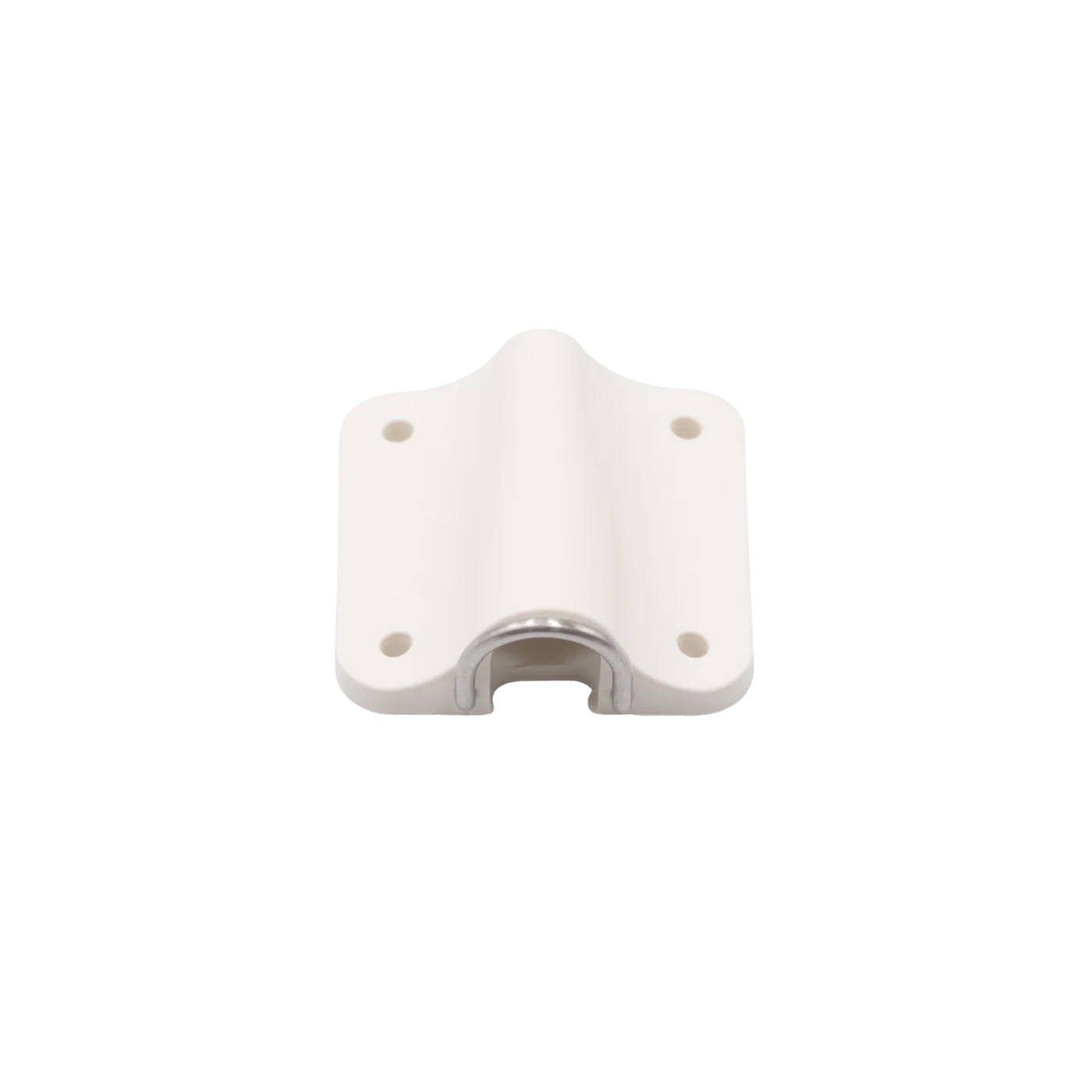 White lav mic concealer cover with four mounting holes and metal grille