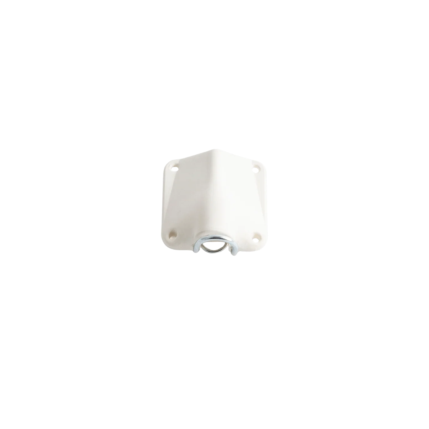 White lav microphone concealer clip with mounting holes and cable connector
