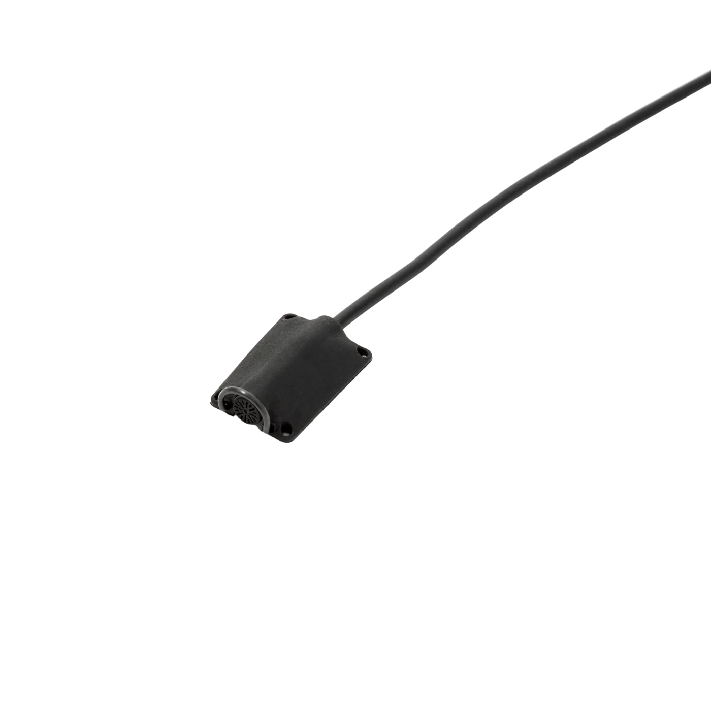 Black lav mic concealer with attached cable and small mesh grille