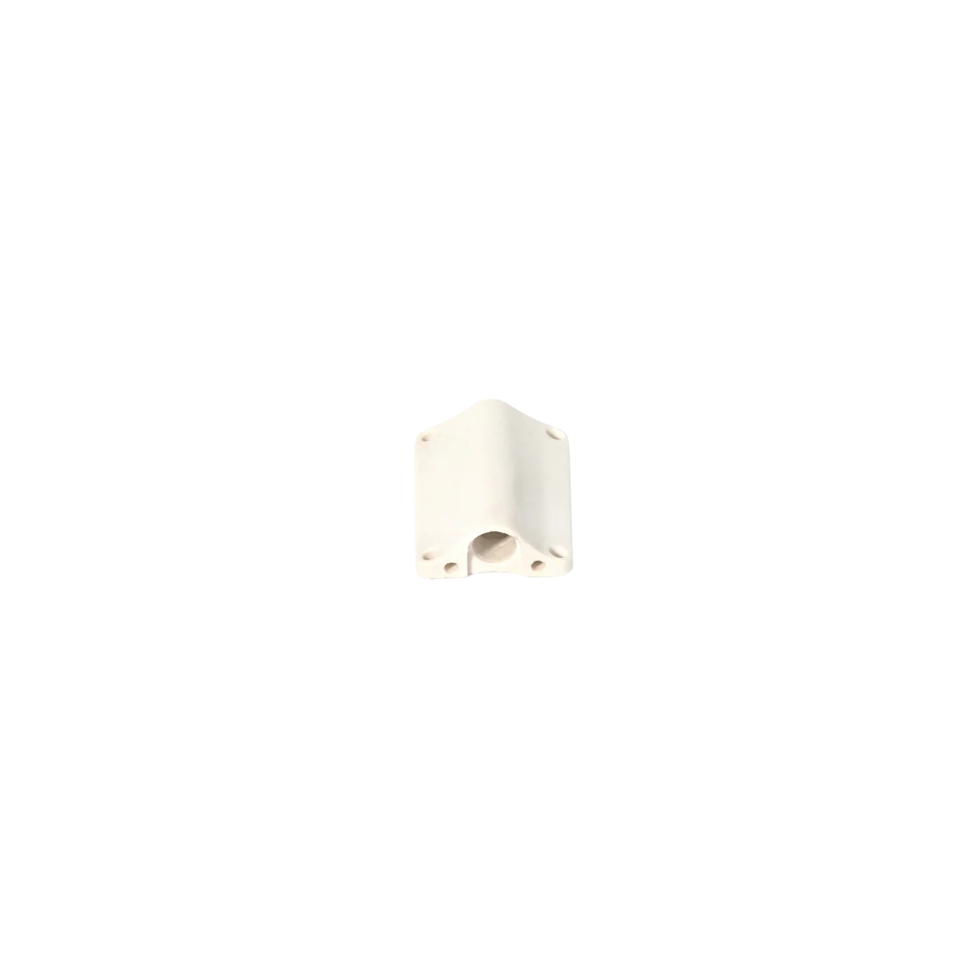 White lav microphone concealer piece with two mounting tabs and open cable port