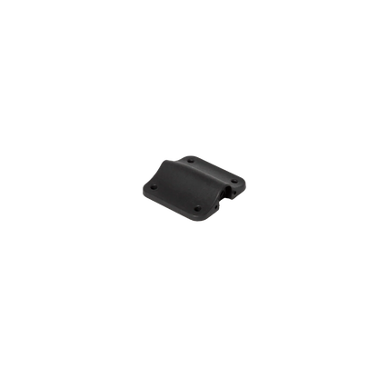 Black lav microphone concealer clip with mounting holes and curved base