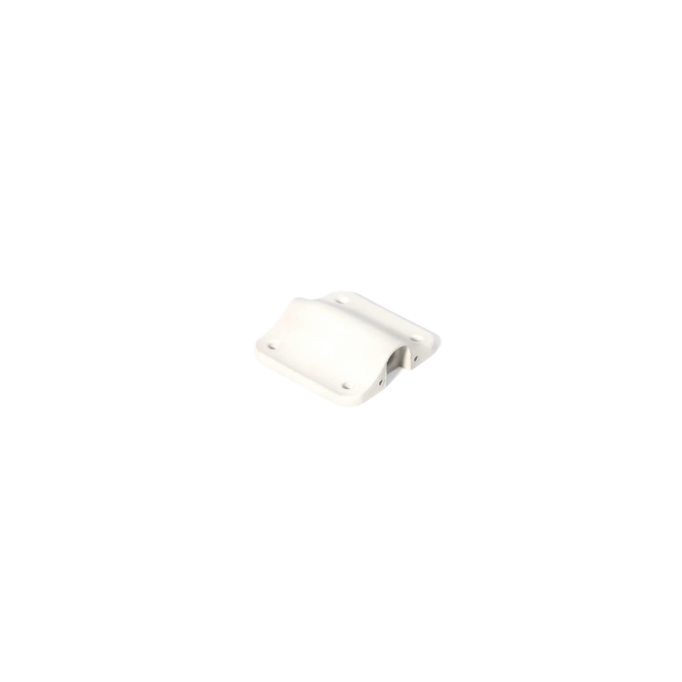 White lav microphone concealer clip with mounting holes and curved base