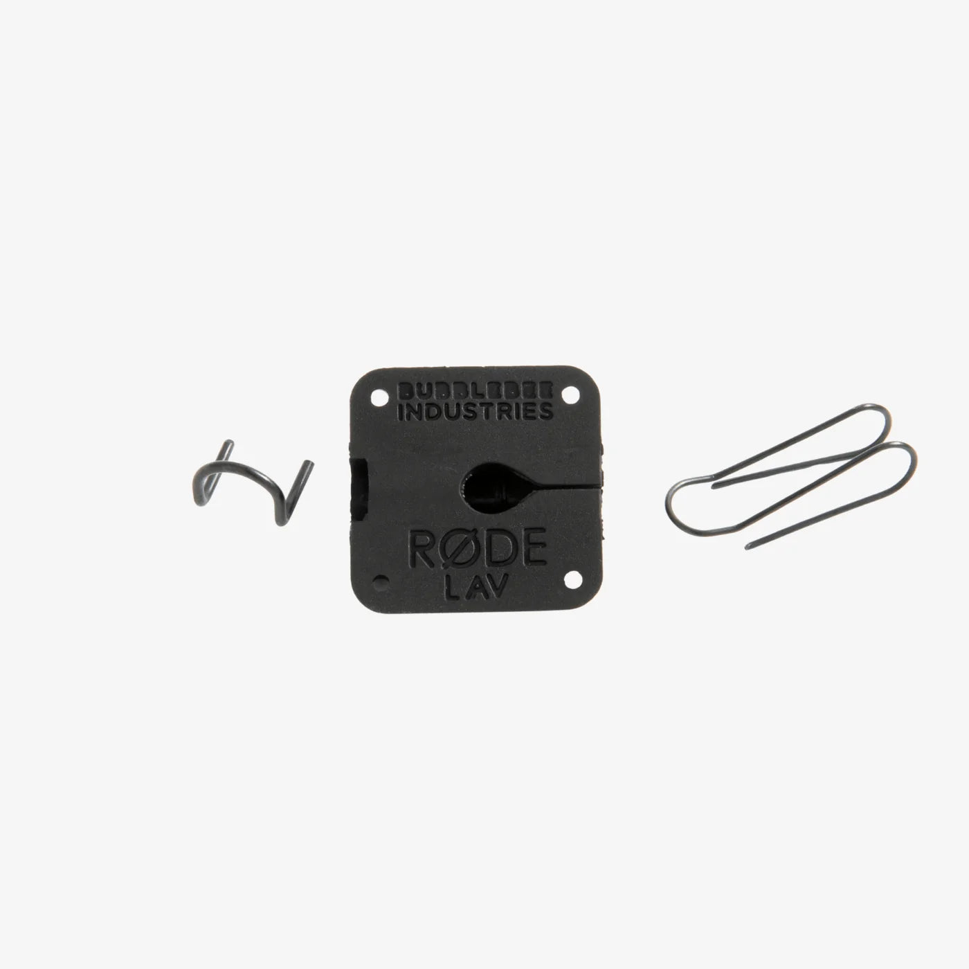 RØDE lav concealer with two metal clips and black square holder