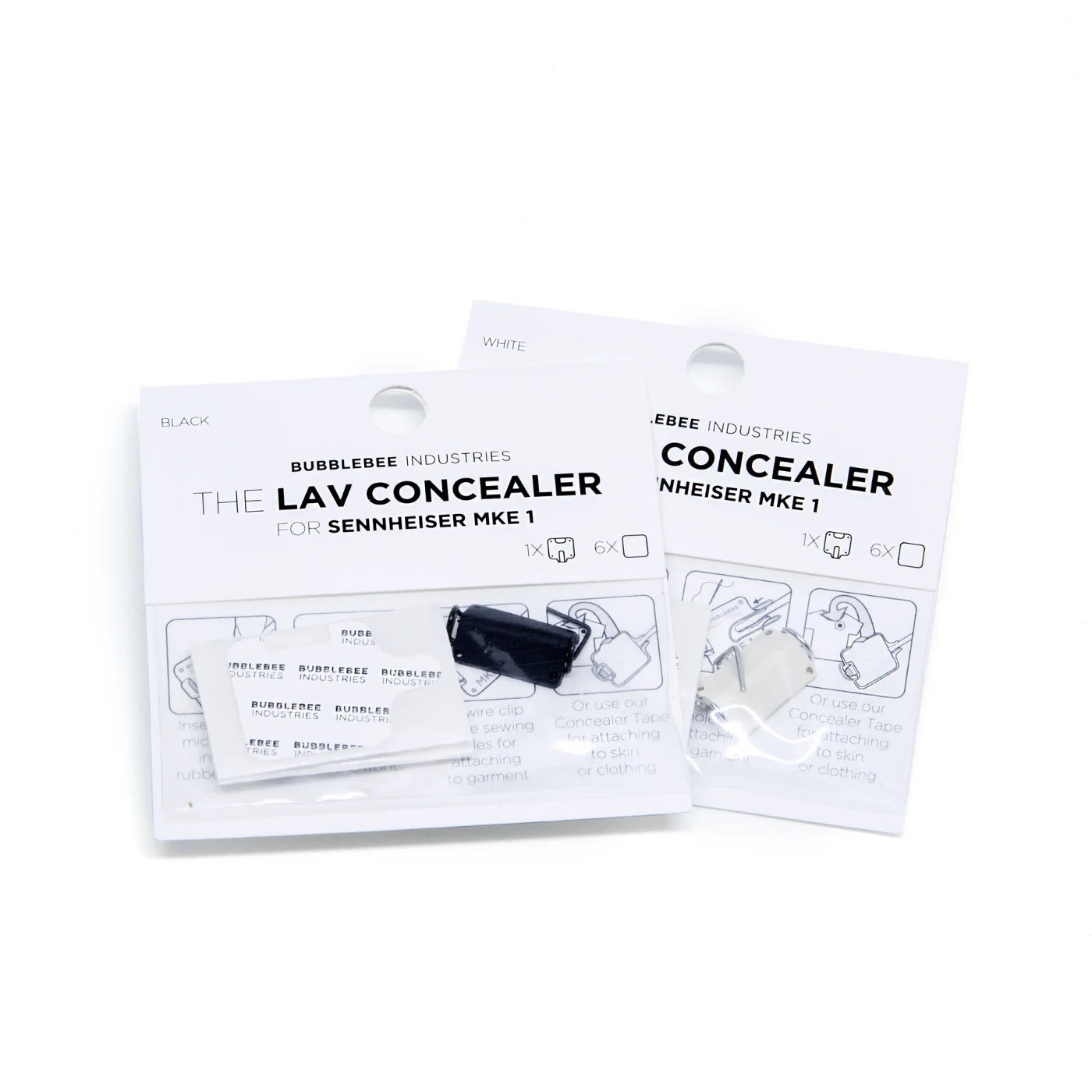 Lav concealer for Sennheiser MKE 1, two accessory cards in packaging