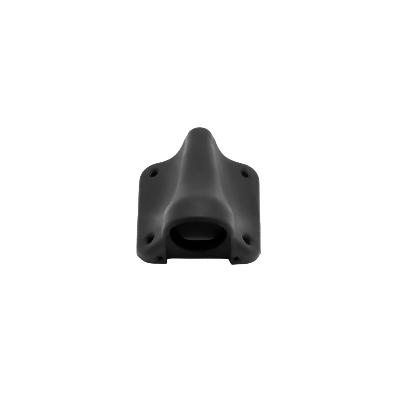 Black lav concealer for Sennheiser, top view of curved plastic cover