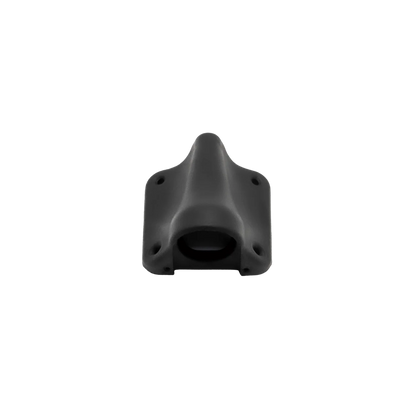 Black lav concealer for Sennheiser, top view of curved plastic cover