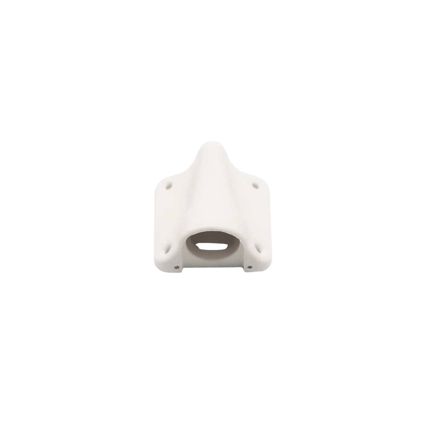 White lav concealer for Sennheiser, top view of curved plastic cover
