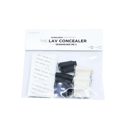 Lav concealer for Sennheiser ME2 kit in box, includes black and white covers