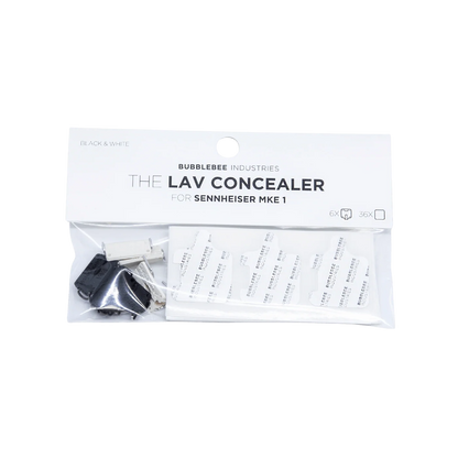 Lav concealer kit for Sennheiser MKE1, white label strips and black sleeve