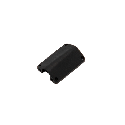 Black lav concealer for Sennheiser, rectangular plastic body with end cutout