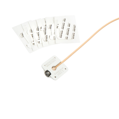 Lav concealer for Sennheiser, label cards with black and white concealer pieces