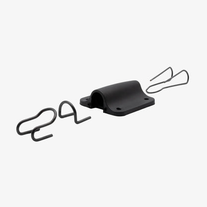 Black lav mic concealer clip mount with cable connection and attachment loops