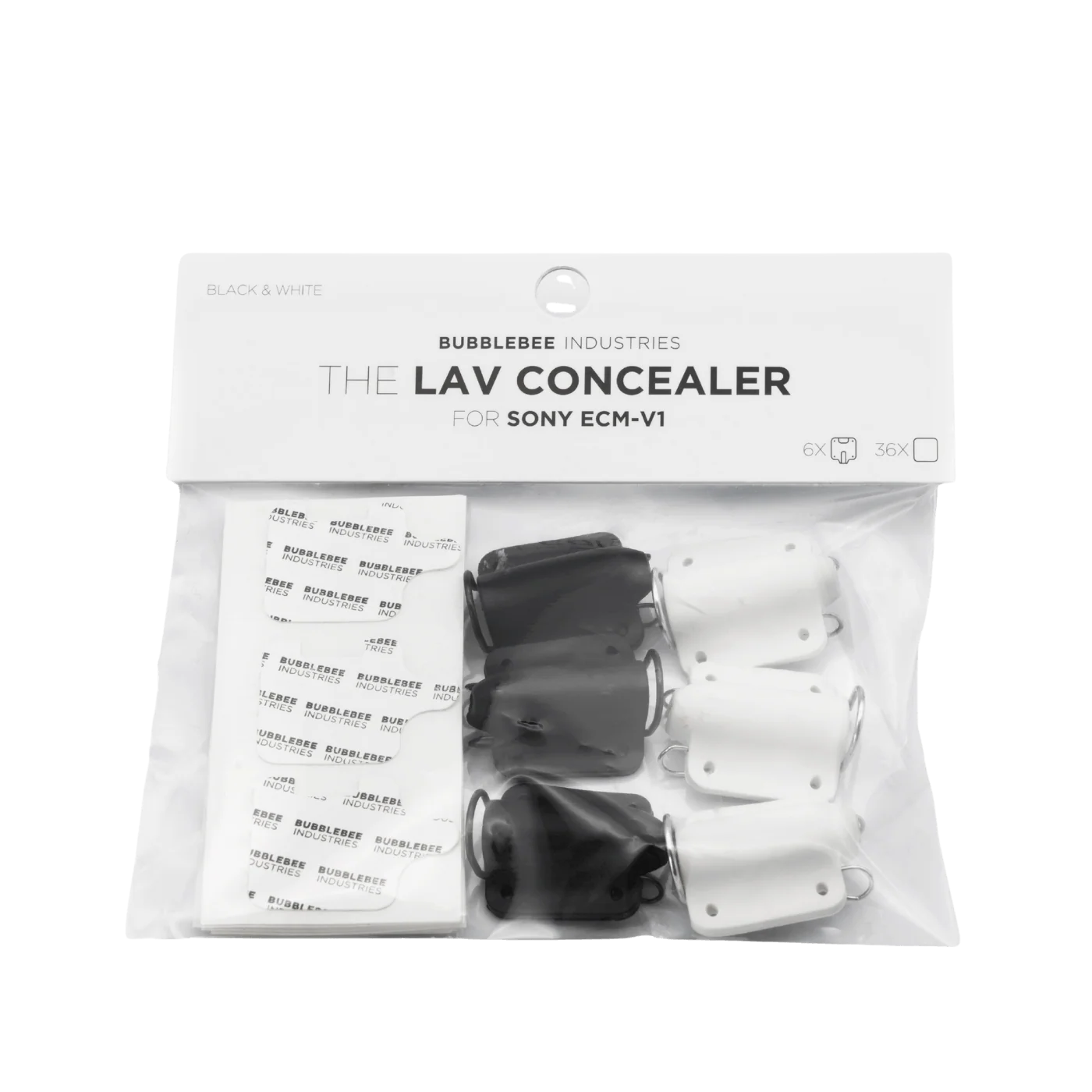 Lav concealer set for Sony ECM-V1, black and white parts in clear package
