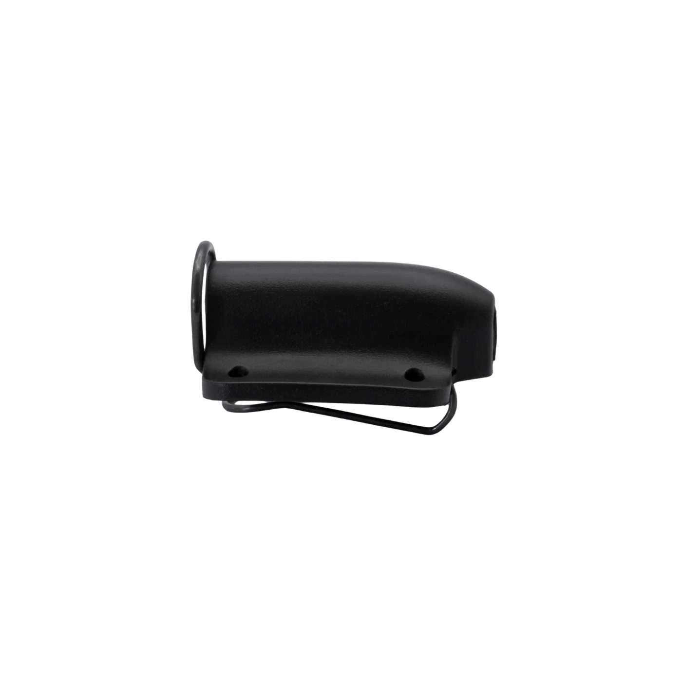 Black lav concealer clip with side loop and mounting holes