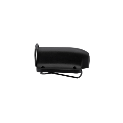 Black lav concealer clip with side loop and mounting holes