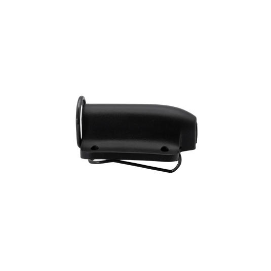 Black lav concealer clip with side loop and mounting holes