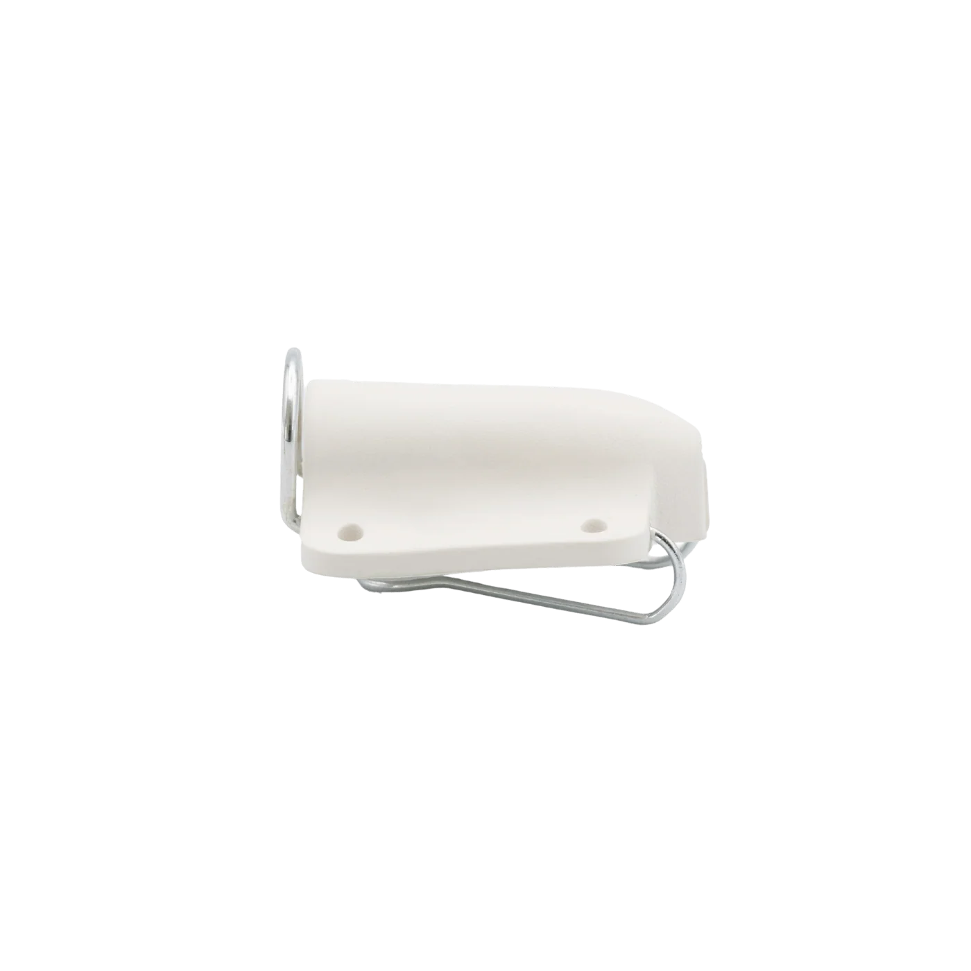 White lav concealer clip with side loop and mounting holes