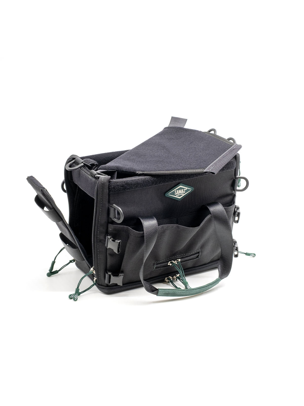 Small audio mixer bag with top mesh panel cover and front strap hardware