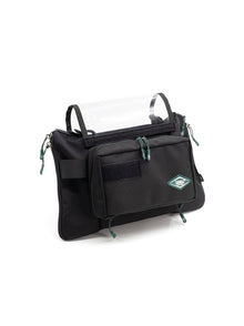 Black mini audio mixer bag with SAMAS logo badge, front organizer pocket, and clear cover