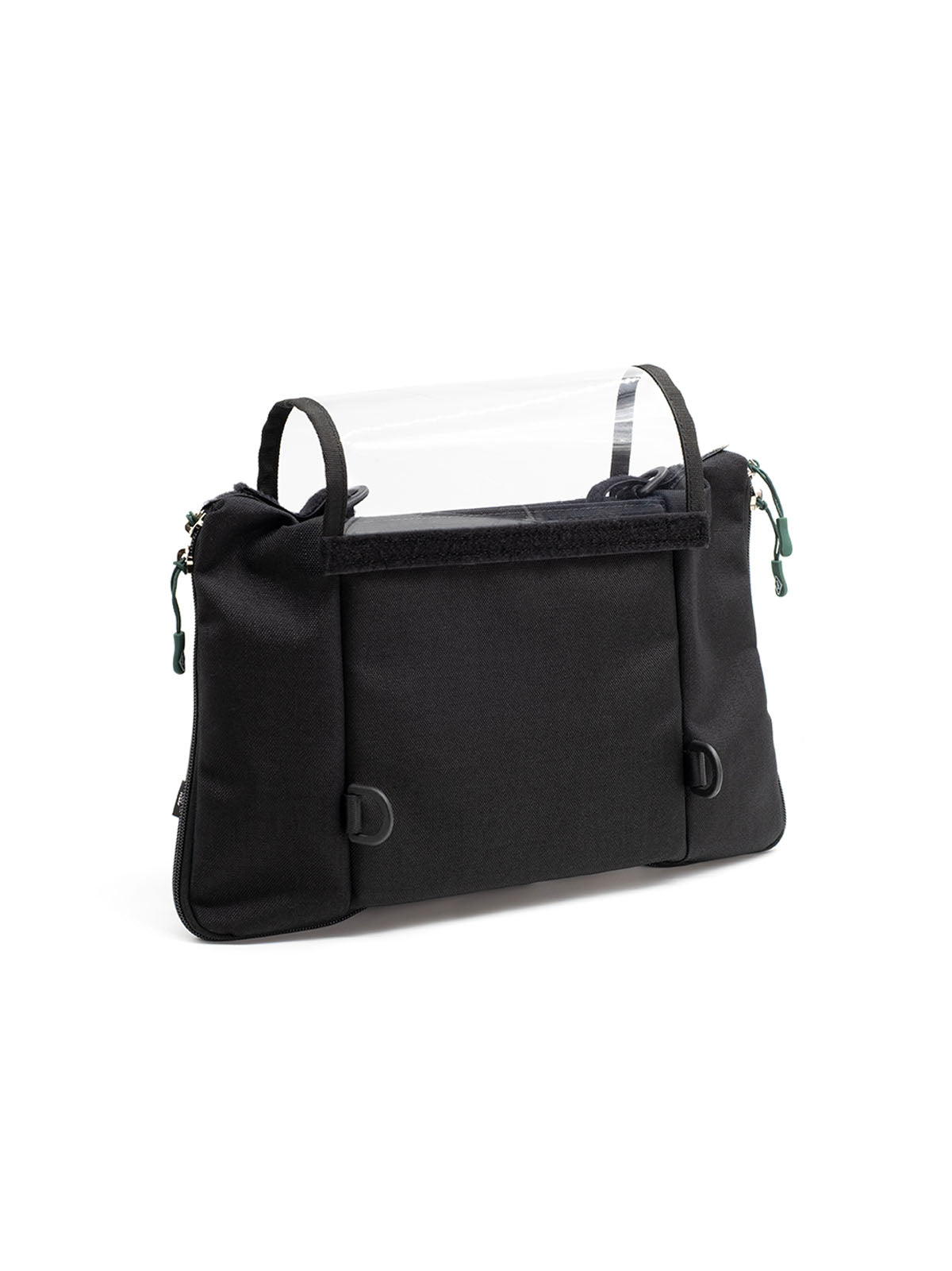 Black mini audio mixer bag with front panel pockets and top handle