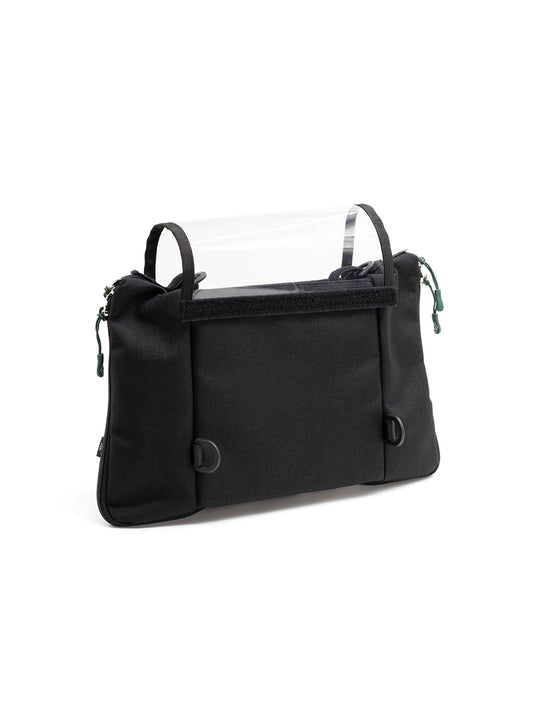 Black mini audio mixer bag with front panel pockets and top handle