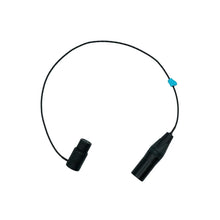 Black thin 3-pin XLR cable, 400mm, with two connectors and blue accent