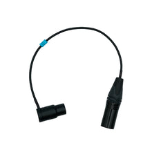 Short 5-pin XLR stereo cable with black connector, blue strain relief, 260mm.