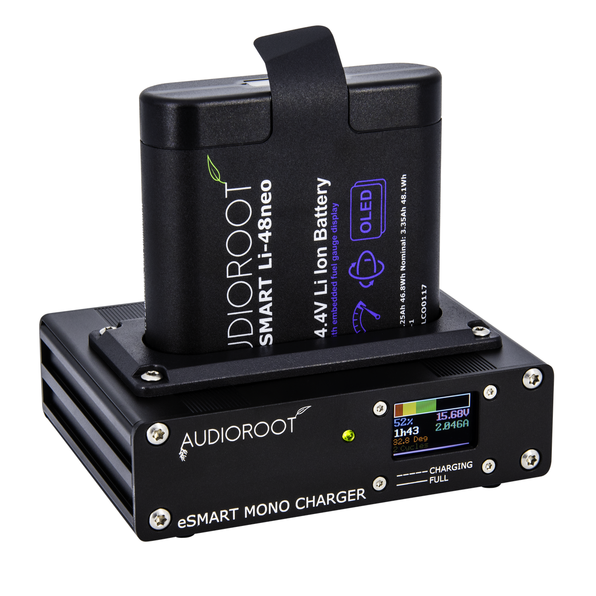 Audioroot eSMART MONO charger with eSMART battery fitted