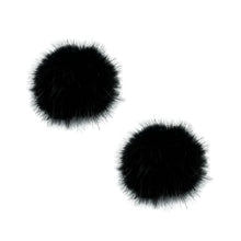 Mini furry windscreen covers (pair), two round black microphone protectors