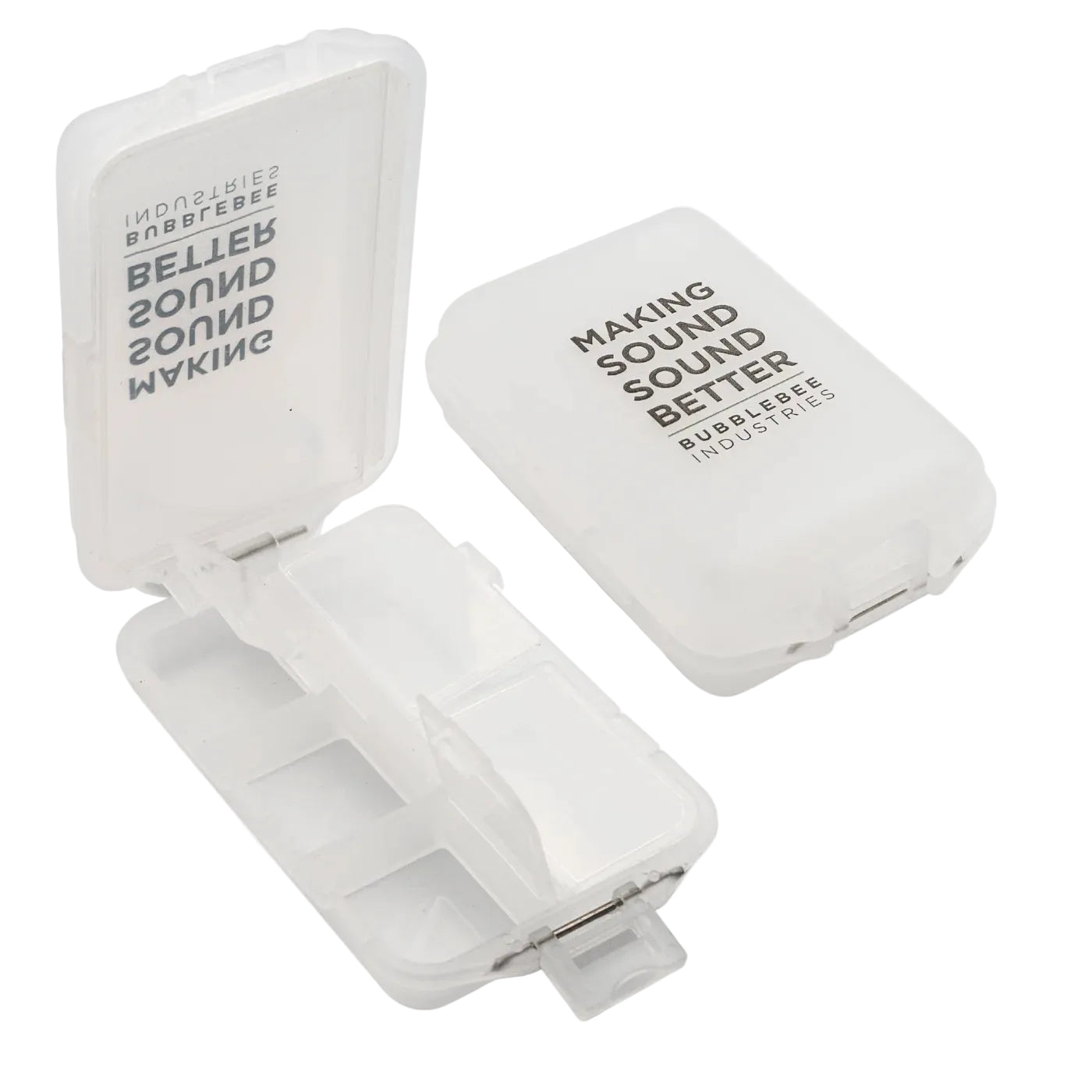 Translucent accessory case with hinged lid and divider compartments