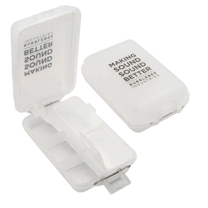 Translucent accessory case with hinged lid and divider compartments