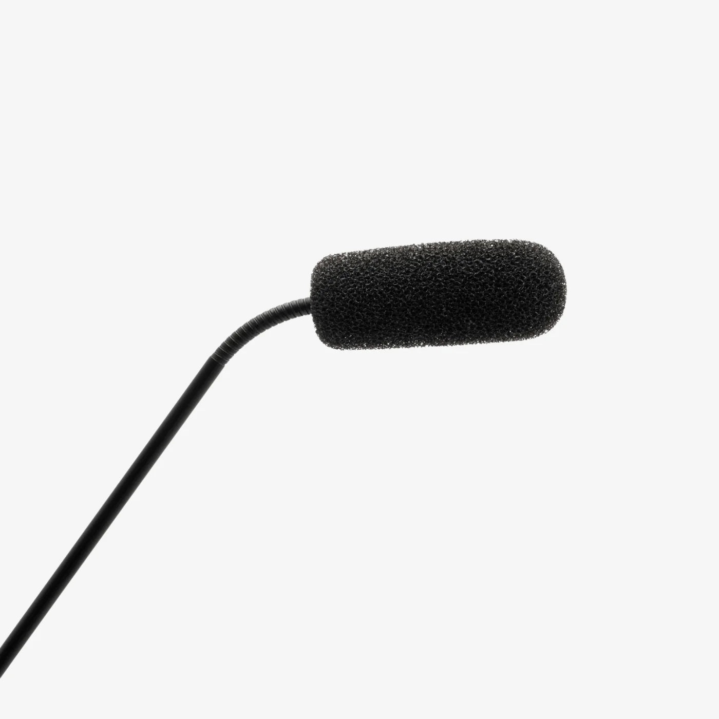 Black microphone windscreen foam on gooseneck mic