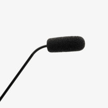 Black microphone windscreen foam on gooseneck mic
