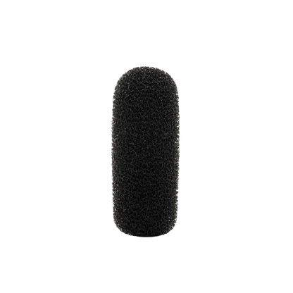 Black cylindrical microphone windscreen foam