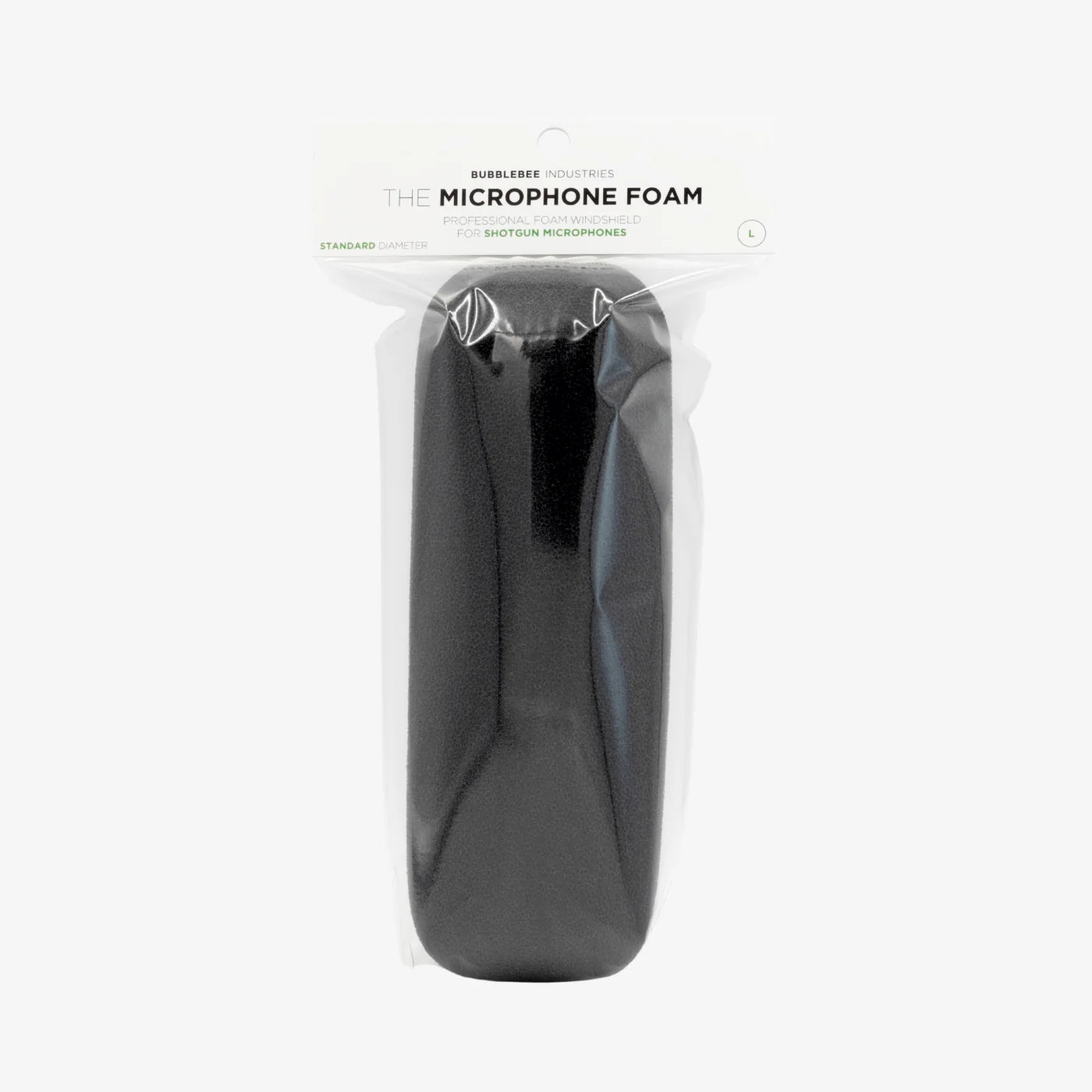 Shotgun microphone foam in clear package, dark foam inserts
