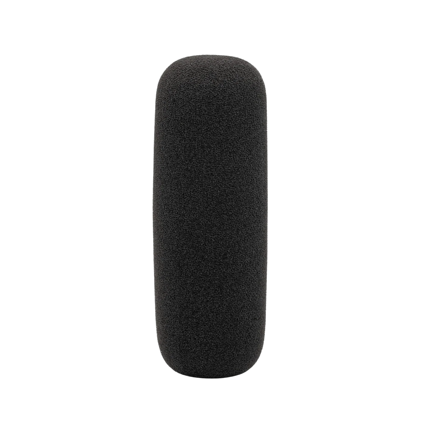 Shotgun microphone foam windscreen, dark gray cylindrical sleeve