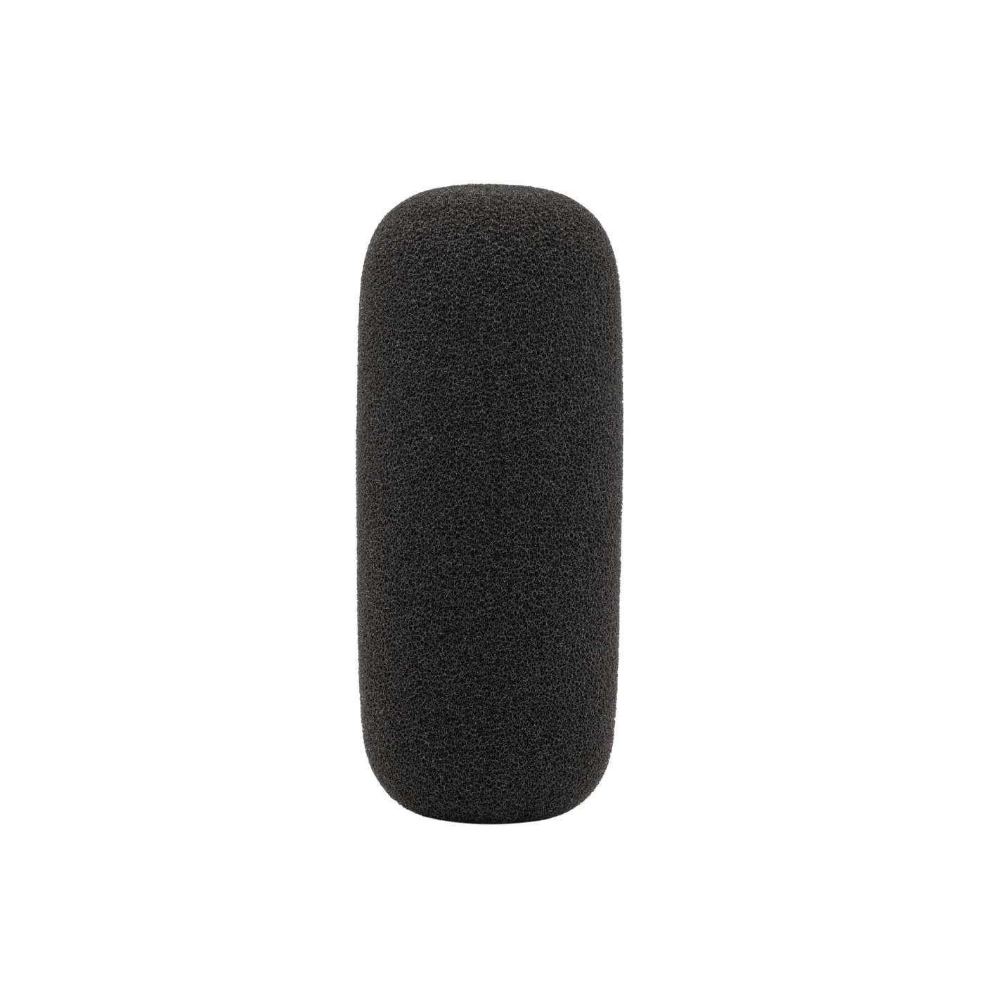 Shotgun microphone foam windscreen, dark gray oval end