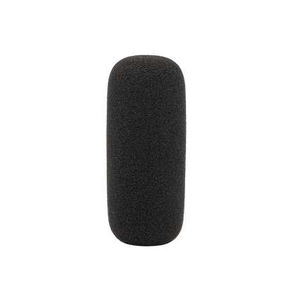Shotgun microphone foam windscreen, dark gray oval end