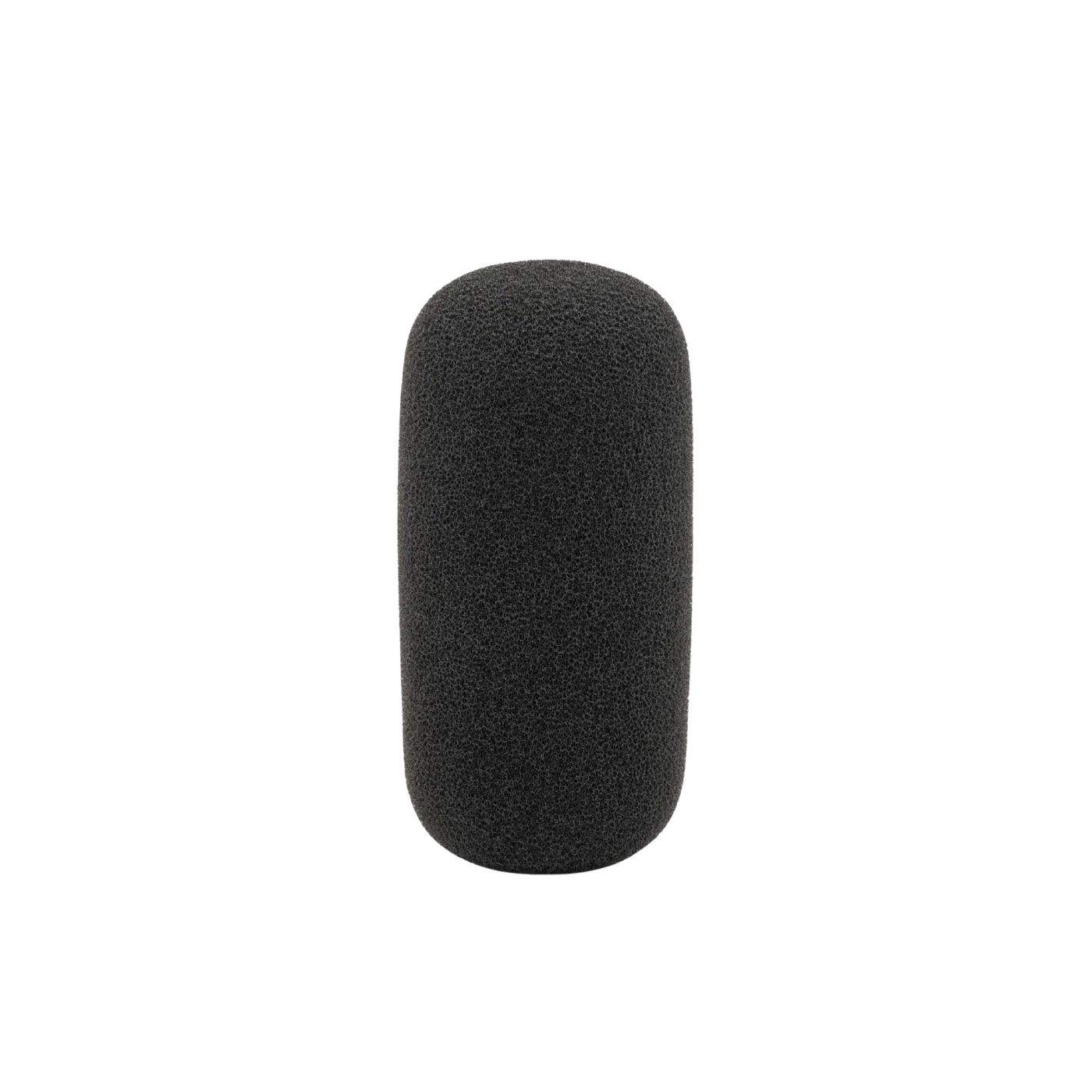 Shotgun microphone foam windscreen, dark gray cylindrical cover