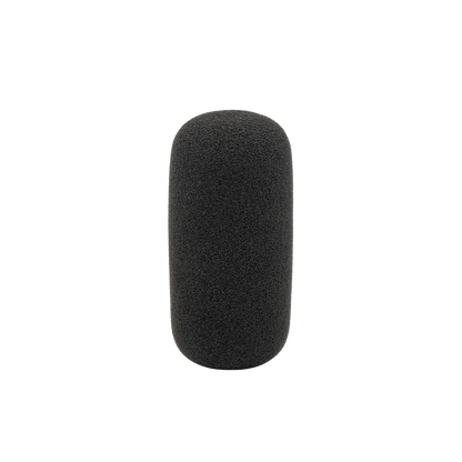 Shotgun microphone foam windscreen, dark gray cylindrical cover