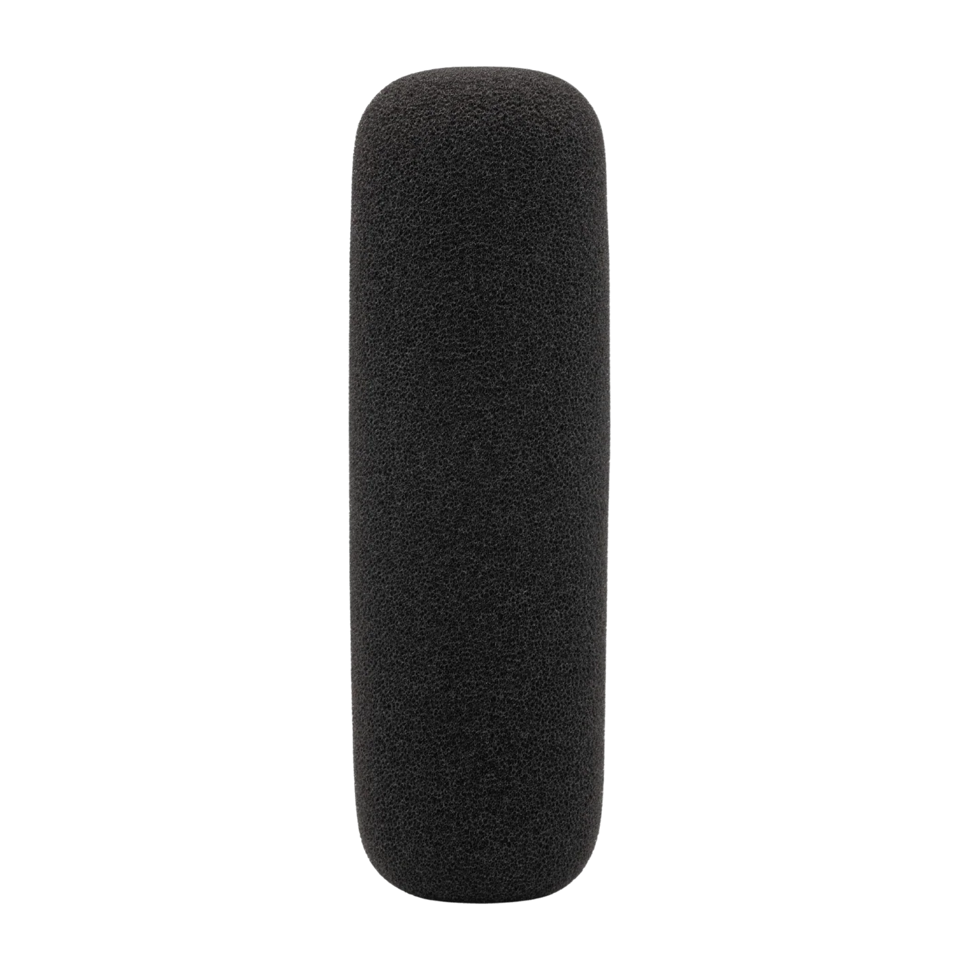 Shotgun microphone foam windscreen, dark gray tall cylinder