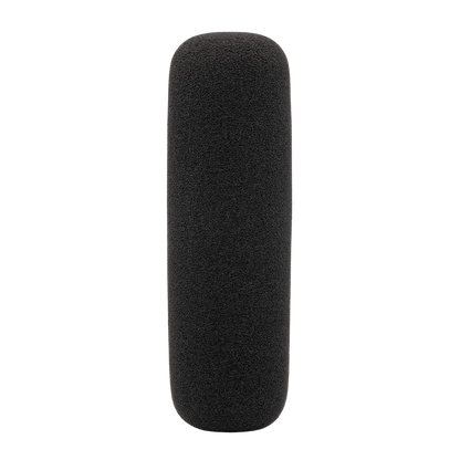 Shotgun microphone foam windscreen, dark gray tall cylinder
