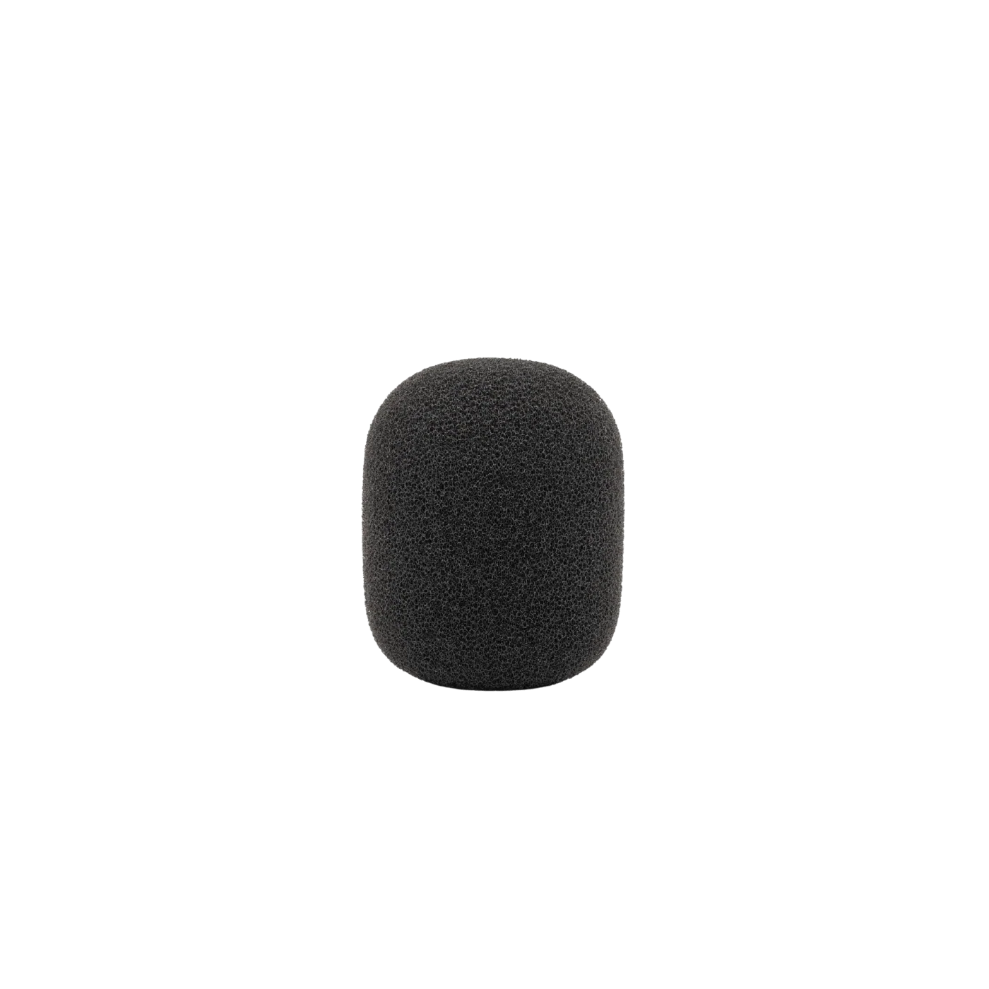 Shotgun microphone foam windscreen, dark gray, rounded cylinder