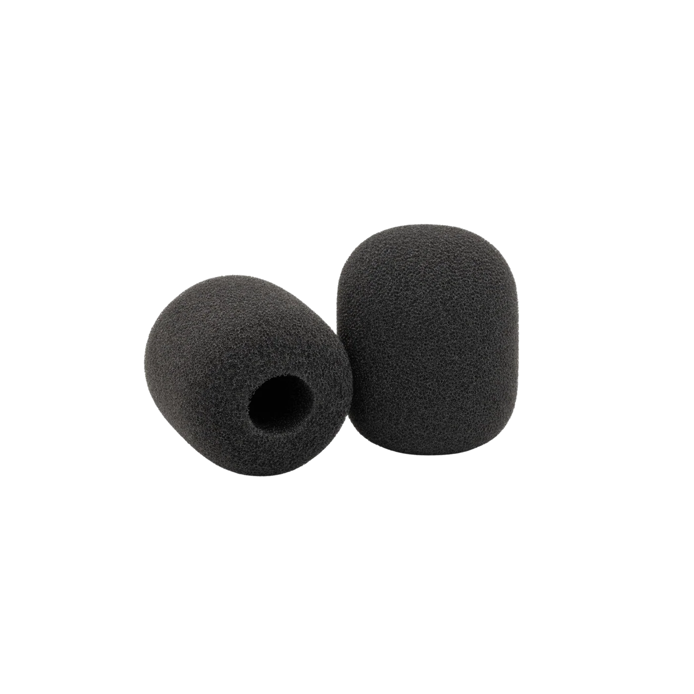 Shotgun microphone foam windscreen set, one with center hole, dark gray