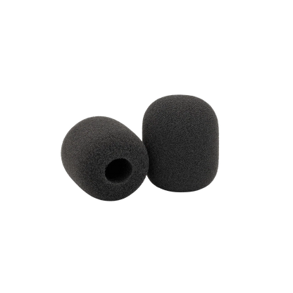 Shotgun microphone foam windscreen set, one with center hole, dark gray