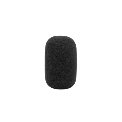 Shotgun microphone foam windscreen, dark gray compact cylinder