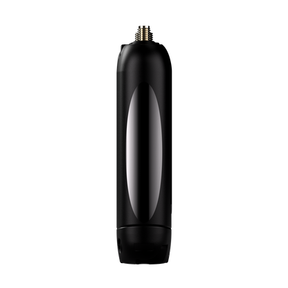 Black handheld device side view with tall oval window and threaded top port