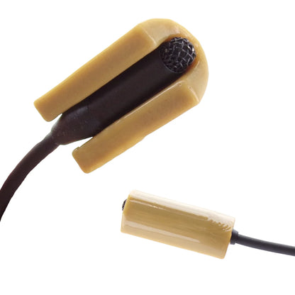 MiniMount microphone clip and foam windscreen, yellow-beige mounts with grille on foam