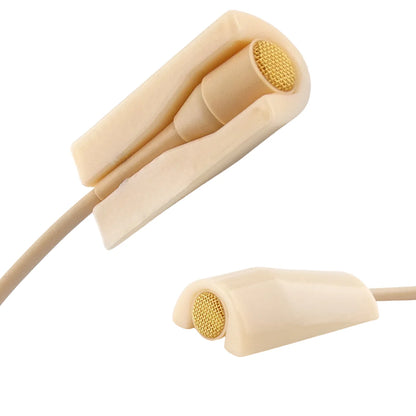 Beige mini microphone mount with foam holder and round mesh grille on cable